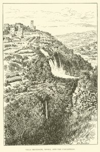 Villa Maecenas, Tivoli, e o Cascatelle (gravura) de Henry William Brewer