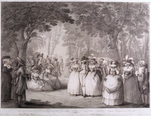 Os jardins da casa de Carlton com cantores de balada napolitana, gravados por William Dickinson (1746-1823), 1784 de Henry William Bunbury