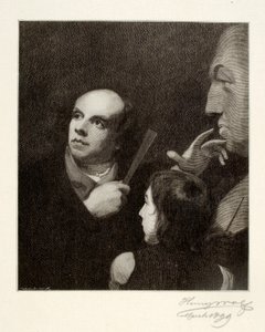 John Flaxman modelando o busto de William Hayley de Henry Wolf