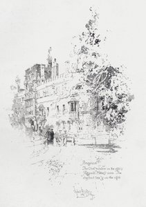 Brasenose College, Oxford, mostrando o quarto do clérigo e escritor inglês Reginald Heber (litho) de Herbert (after) Railton