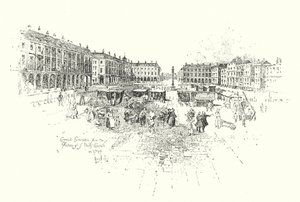 Covent Garden do Pórtico da Igreja de St Pauls, Londres, em 1749 (litho) de Herbert (after) Railton