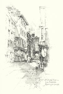 Dr Johnsons House, Inner Temple Lane, residiu lá de 1760 a 1765 (litho) de Herbert (after) Railton