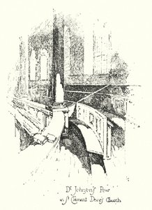 Dr Johnsons Pew, Igreja St Clement Danes, Londres (litho) de Herbert (after) Railton