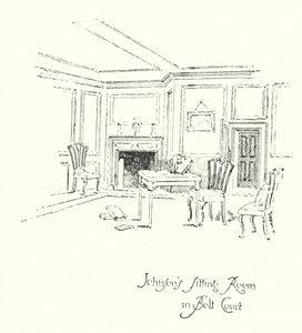 Dr. Johnsons Sitting Room in Bolt Court, Londres (litho) de Herbert (after) Railton