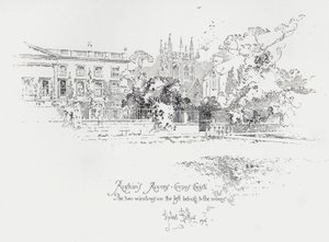 Os quartos do crítico de arte inglês John Ruskin no Corpus Christi College, Oxford (litho) de Herbert (after) Railton