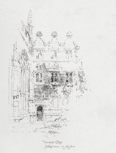 O quarto do poeta inglês Percy Bysshe Shelley no primeiro andar do University College, Oxford (litho)