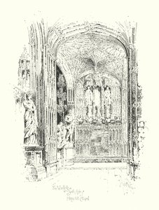 Abóbada de leque no corredor sul da capela de Henrique VII (litografia) de Herbert (after) Railton