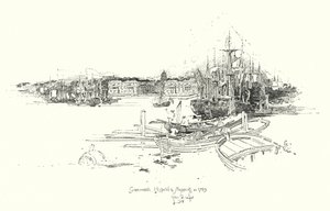 Greenwich Hospital e expedição, em 1749 (litho) de Herbert (after) Railton