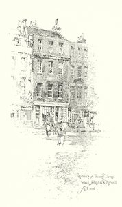 Residência de Thomas Davies, Londres, onde o Dr. Johnson e James Boswell se conheceram pela primeira vez (litho) de Herbert (after) Railton