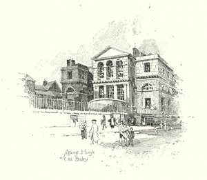 Sessions House, Old Bailey, Londres (litho) de Herbert (after) Railton