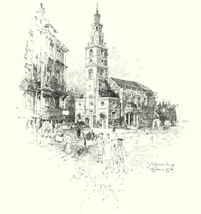 Igreja St Clement Danes, Londres, em 1774 (litho)