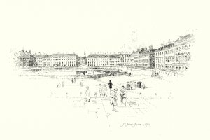 St James Square, Londres, em 1760 (litho) de Herbert (after) Railton