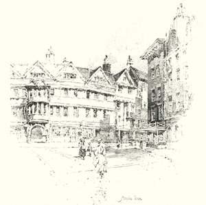 Staple Inn, Londres (litho) de Herbert (after) Railton