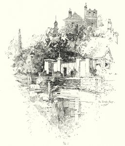 As Escadas do Templo, Londres, em 1790 (litho) de Herbert (after) Railton