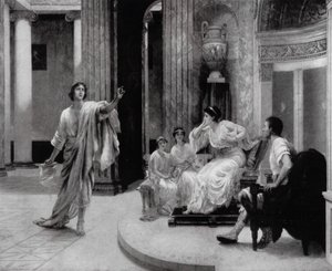 O poeta romano Virgílio declamando à imperatriz Octávia o seu marido sobre a morte de seu filho, Marcelo (litho)