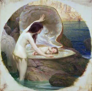 Um bebé de água, c.1900 (óleo sobre tela) de Herbert James Draper