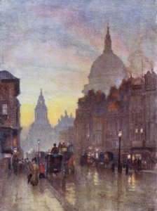 Cannon Street, Summer Evening (cor litho) de Herbert Menzies (after) Marshall