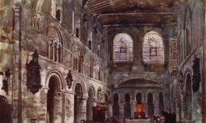 Interior de São Bartolomeu antes da restauração (cor litho) de Herbert Menzies (after) Marshall