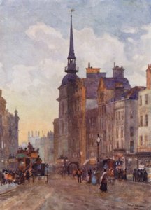 Olhando para Ludgate Hill a partir dos Degraus de São Paulo (cor litho)