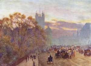 A abordagem a Westminster (cor litho) de Herbert Menzies (after) Marshall