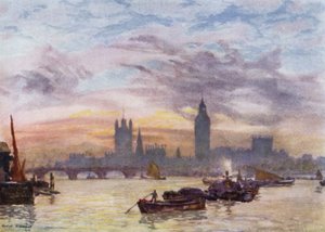 Torres de Westminster (cor litho) de Herbert Menzies (after) Marshall