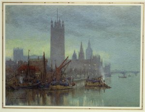 Crepúsculo de Lambeth Bridge (wc no papel) de Herbert Menzies Marshall