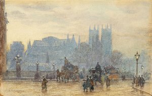 Abadia de Westminster a partir da Ponte de Westminster 1892 (aguarela) de Herbert Menzies Marshall