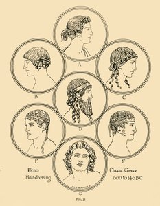 Penteados masculinos - Grécia clássica 600 a 146 aC, 1924.