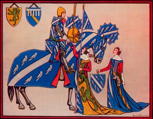 Sir Geoffrey Luttrell, sua esposa e nora, c1340, 1926 de Herbert Norris