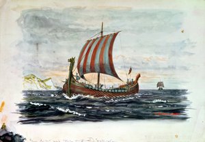 Navio Viking (aquarela) de Herbert Oakes Jones