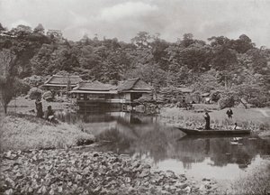 A Pousada e Jardim Ha-Kei-Tei em Hikone (foto a p/b) de Herbert Ponting