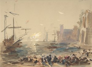 Seascape reto, verso do esboço indecifrável, 1840-1906. de Hercules Brabazon Brabazon