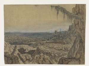 Vista à Distância com uma Estrada e Ramais Muçulmanos de Hercules Segers