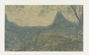 Mountain Landscape with a Crest, Primeira Versão
Paisagem de montanha com uma crista e uma árvore bifurcada: Primeira Versão