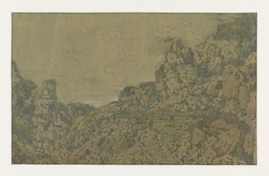 Paisagem montanhosa com um platô, c. 1625-30 de Hercules Segers