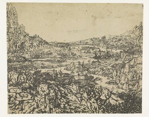 Vale da Montanha com um rio sinuoso de Hercules Segers