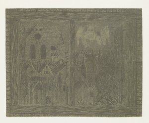 Vista pela janela da casa de Segers em direção a Noorderkerk Vista através da janela da casa de Segers em direção ao Noorderkerk de Hercules Segers