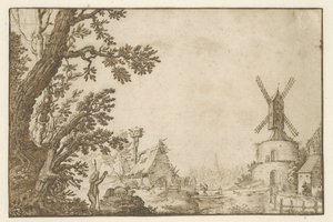 Paisagem com um moinho em uma fortaleza de Herman Breckerveld