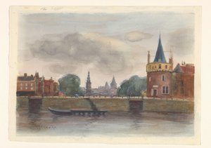 Vista do Schreierstoren em Amesterdão de Herman Eduard Knaake (signed by artist)