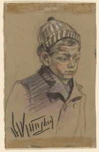 Menino com casaco e chapéu de Herman Kruyder (signed by artist)