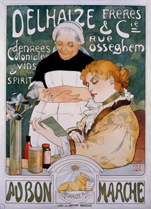 Senhora e criada, cartaz para a empresa Delhaize Freres et Cie au bon marche