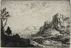 Um viajante montado numa mula, de Seis paisagens de Herman Saftleven
