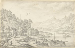 Vista Fantasia do Reno de Herman Saftleven