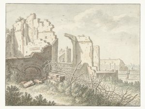 Ruínas fora do Wittevrouwenpoort em Utrecht de Herman Saftleven