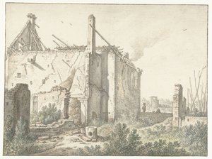 Ruína de uma casa em Utrecht de Herman Saftleven