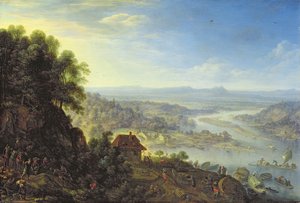 O Vale do Rhein perto de Erbach em Rheingau (óleo sobre painel de carvalho)
