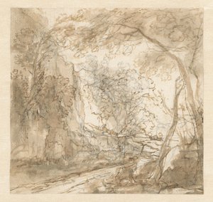 Paisagem com estrada entre árvores de Herman van Swanevelt (possibly)