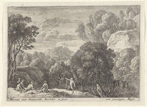 sátiro dançando Paisagens com sátiros (título da série) de Herman van Swanevelt