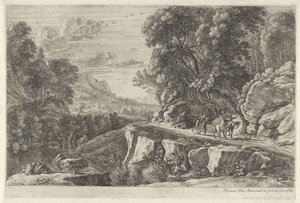 Paisagem com dois cavaleiros Quatro paisagens fluviais (título da série) de Herman van Swanevelt