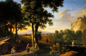 A Sagrada Família numa Paisagem, c.1640 (óleo sobre tela) de Herman van Swanevelt